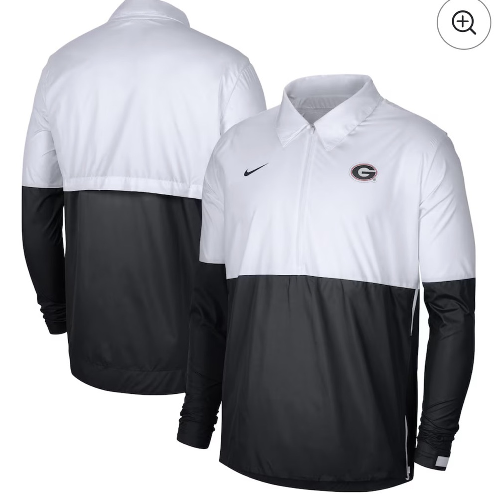 Men's Nike White/Black Georgia Bulldogs Half-Zip Lightweight Coaches windbreaker